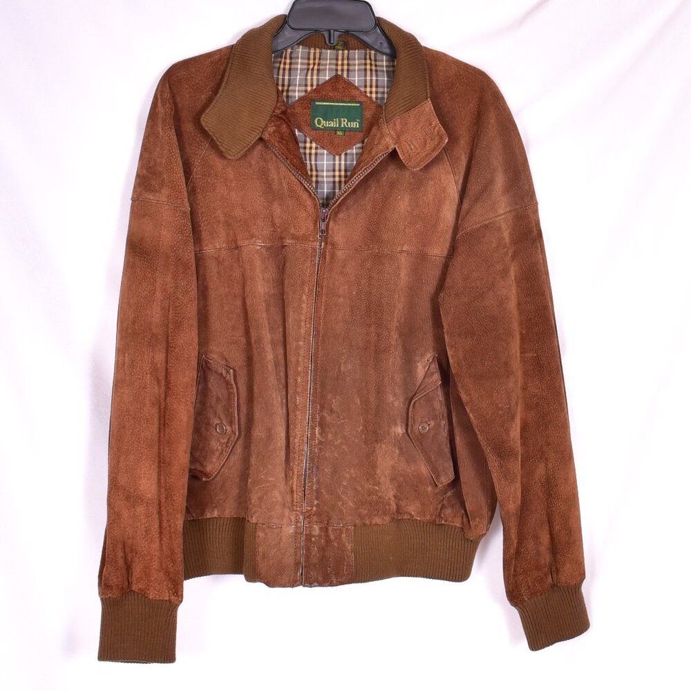 Quail Run Brown Leather Boomer Jacket Vintage Size XL